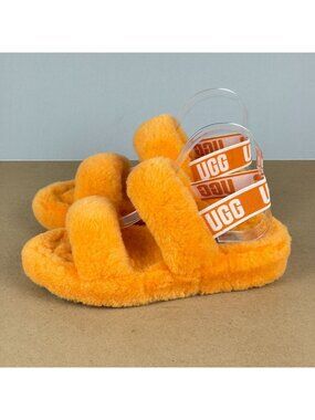 UGG Oh Yeah Slingback Slippers Womens 7 Orange Sheepskin Casual Comfort